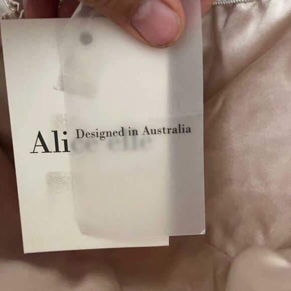 Beige mini cocktail off the shoulder women’s dress size 8 - Picture 10 of 14